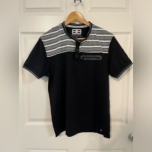 Benjamin Black t shirt buttons Black and white  MENS – Size XL